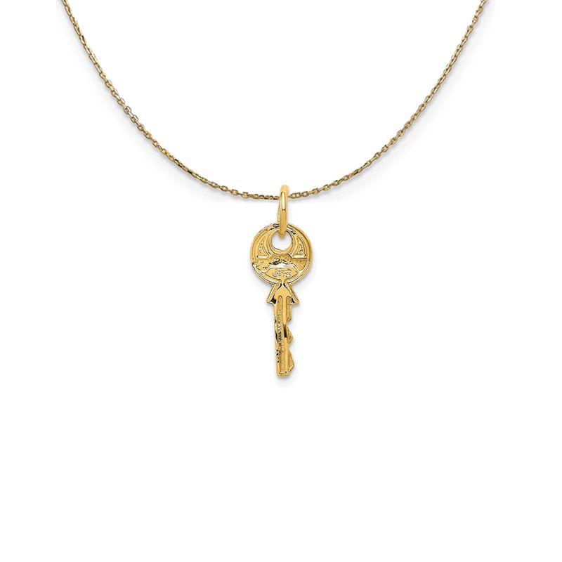 14k Yellow Gold Key Necklace - 24 Inch